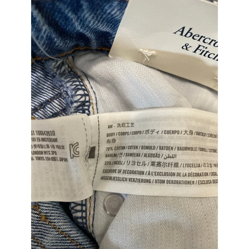 NWT Abercrombie & Fitch The Loose High Rise Wide Leg Jeans Medium Wash Size 27/4 - Picture 10 of 10